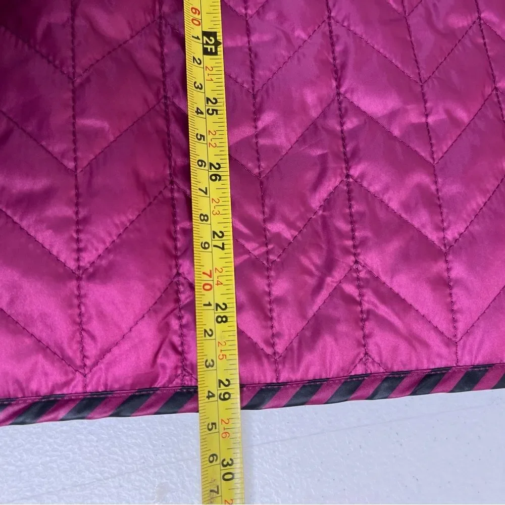 Chicos Zenergy Reversible Quilted Vest Berry Black Stripe Women Large Sleeveless